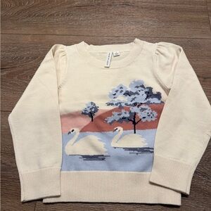 Janie and Jack Cream swan sweater